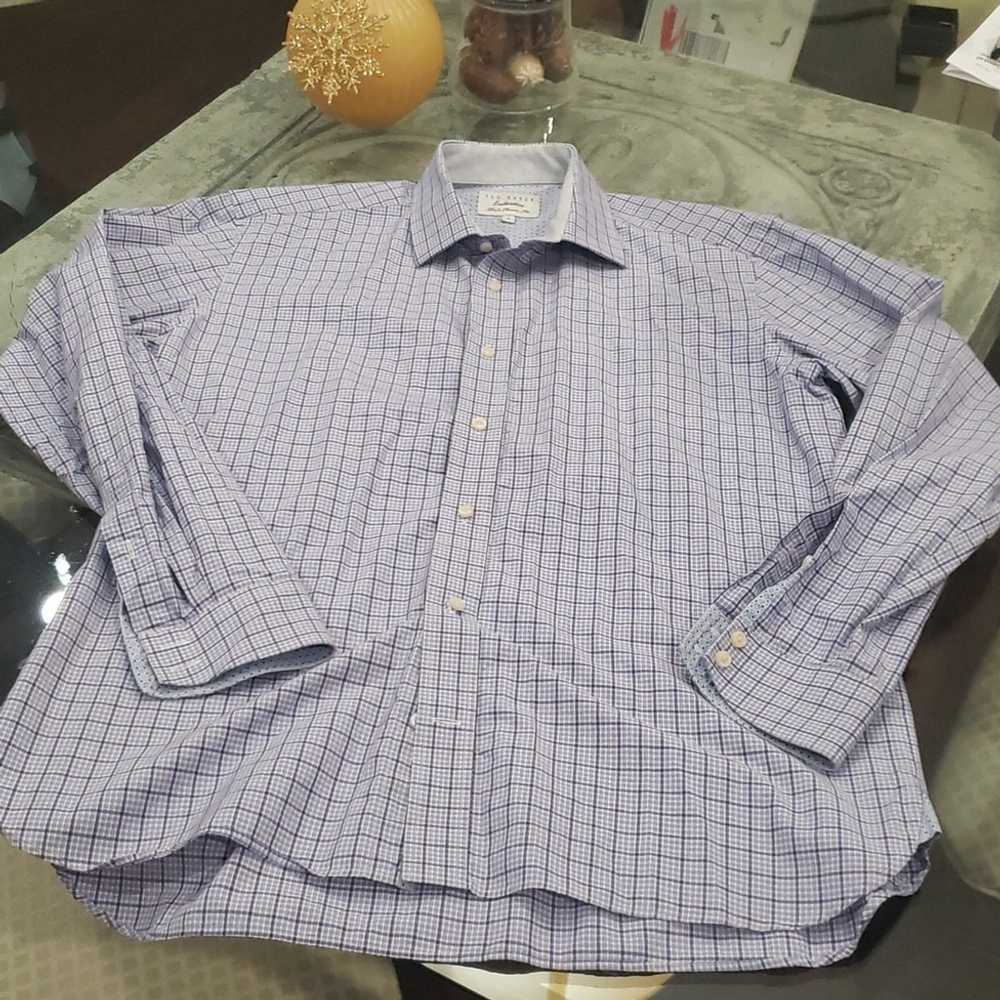 TED BAKER MEN'S CHECKERED DRESS SHIRT LARGE